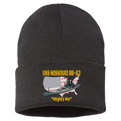 Ww2 Ship & Korean War Uss Missouri Battleship Bb63 Veterans Sustainable Knit Beanie