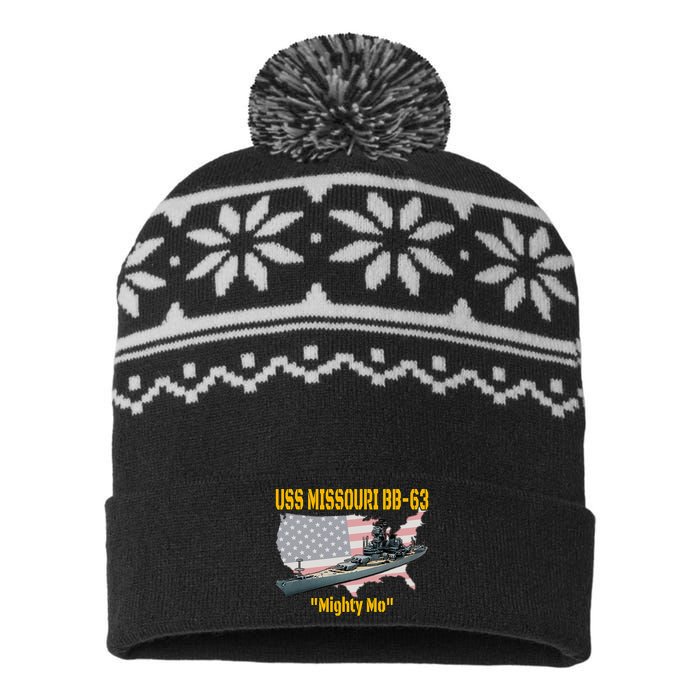 Ww2 Ship & Korean War Uss Missouri Battleship Bb63 Veterans USA-Made Snowflake Beanie