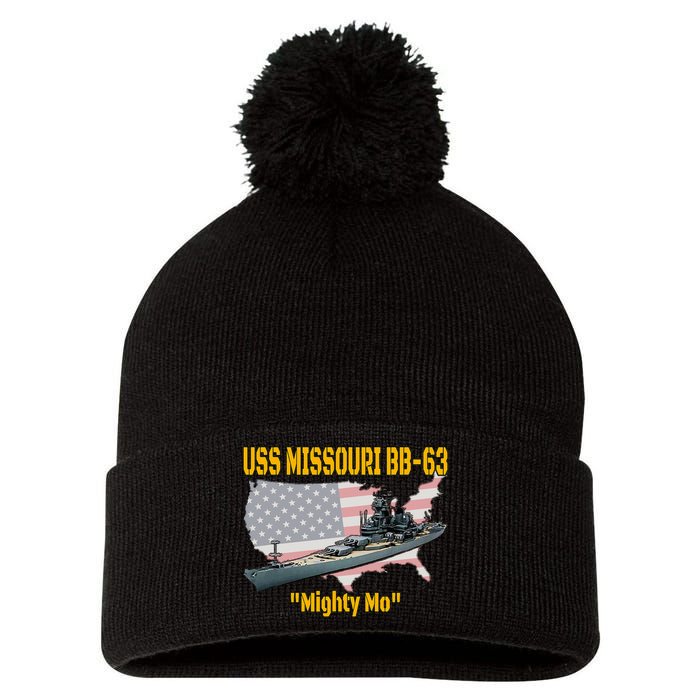 Ww2 Ship & Korean War Uss Missouri Battleship Bb63 Veterans Pom Pom 12in Knit Beanie