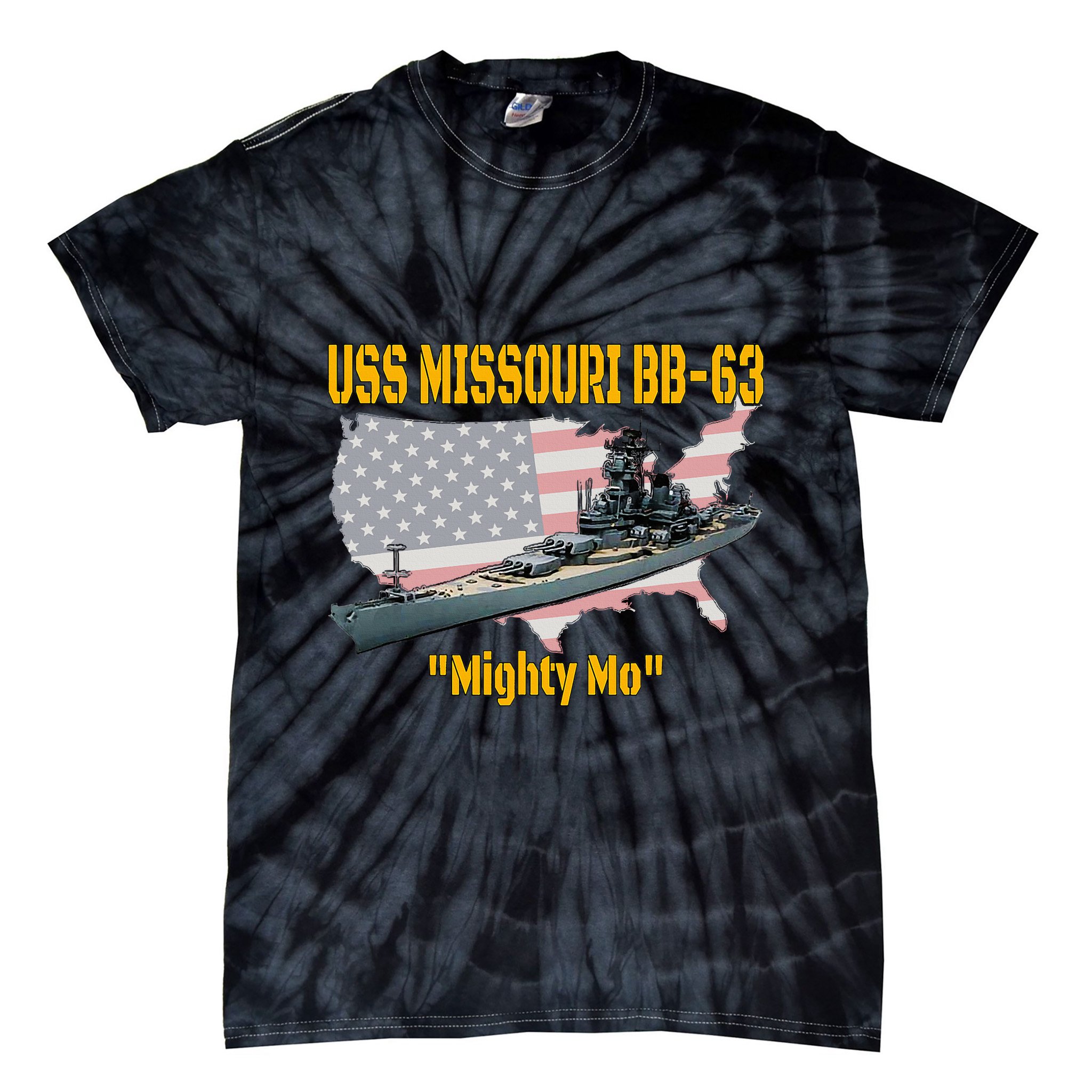Ww2 Ship & Korean War Uss Missouri Battleship Bb63 Veterans Tie-Dye T-Shirt