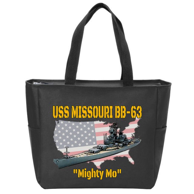 Ww2 Ship & Korean War Uss Missouri Battleship Bb63 Veterans Zip Tote Bag