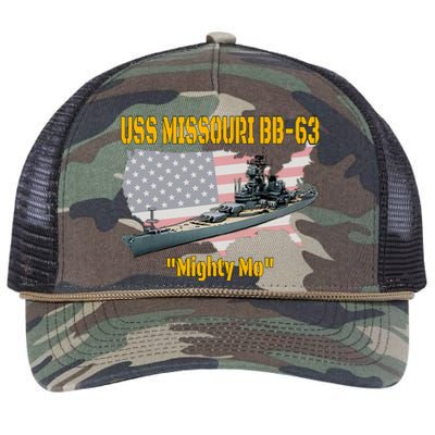 Ww2 Ship & Korean War Uss Missouri Battleship Bb63 Veterans Retro Rope Trucker Hat Cap