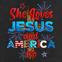 Wo She Loves Jesus and America too American Flag 11oz C Handle Ceramic Mug