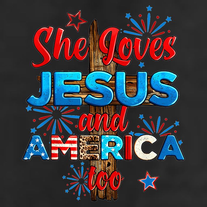 Wo She Loves Jesus and America too American Flag 11oz C Handle Ceramic Mug