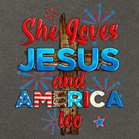 Wo She Loves Jesus and America too American Flag Cotton Canvas Backpack