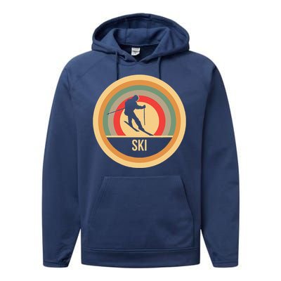 Water Ski Lover Gift Waterski Love Retro Skiing Performance Fleece Hoodie