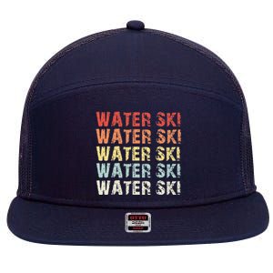 Water Ski Lover Gift Waterski Love Retro Skiing 7 Panel Mesh Trucker Snapback Hat