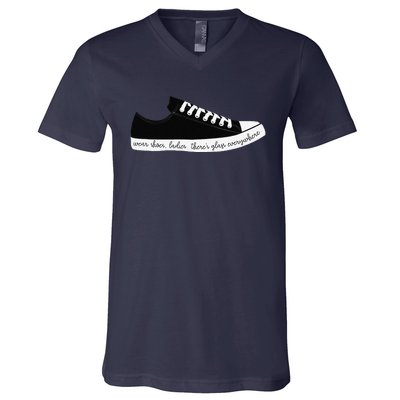 Wear Shoes Ladies ThereS Glass Everywhere V-Neck T-Shirt