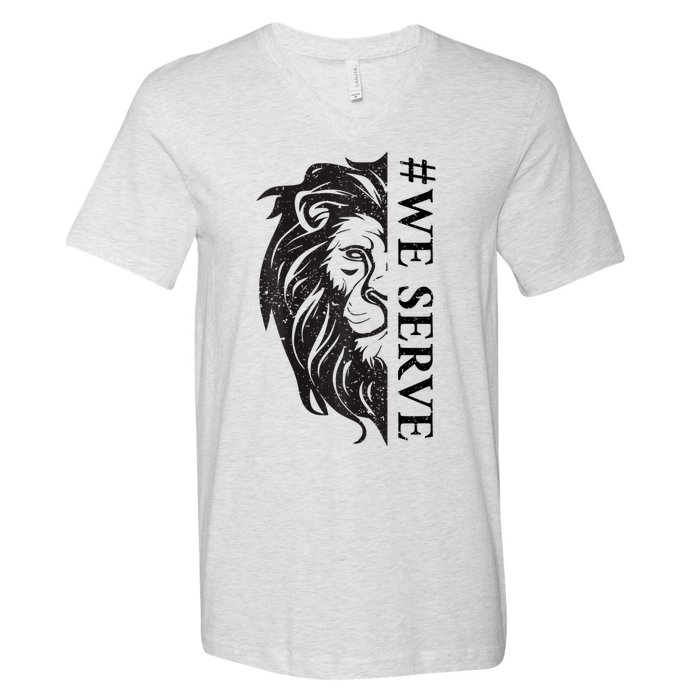 We Serve Lions Vintage Lions Club International V-Neck T-Shirt