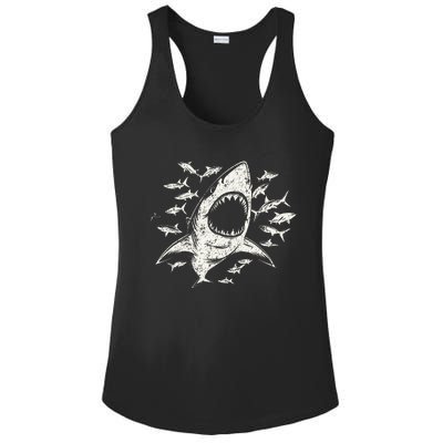 White Shark Lover Marine Biology Animal Science Ladies PosiCharge Competitor Racerback Tank