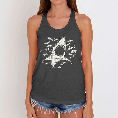 White Shark Lover Marine Biology Animal Science Women's Knotted Racerback Tank