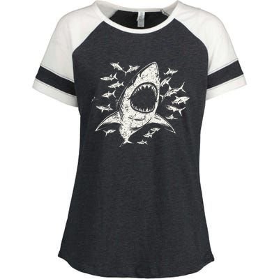 White Shark Lover Marine Biology Animal Science Enza Ladies Jersey Colorblock Tee