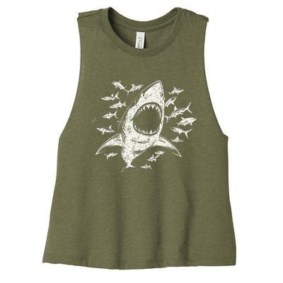 White Shark Lover Marine Biology Animal Science Women's Racerback Cropped Tank