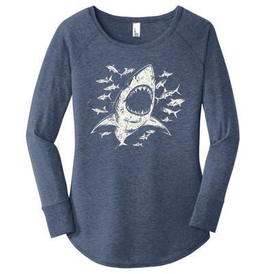 White Shark Lover Marine Biology Animal Science Women's Perfect Tri Tunic Long Sleeve Shirt