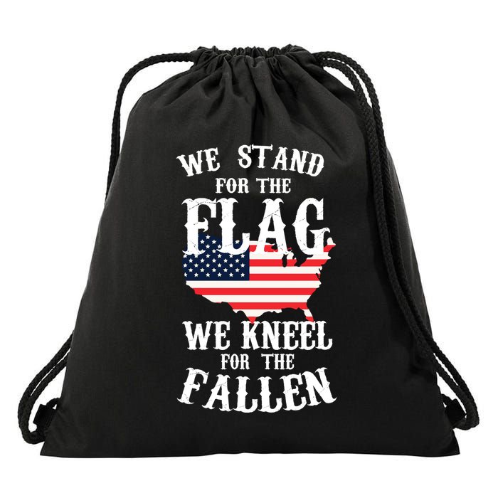 We Stand For The Flag Kneel For The Fallen Drawstring Bag