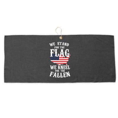 We Stand For The Flag Kneel For The Fallen Large Microfiber Waffle Golf Towel