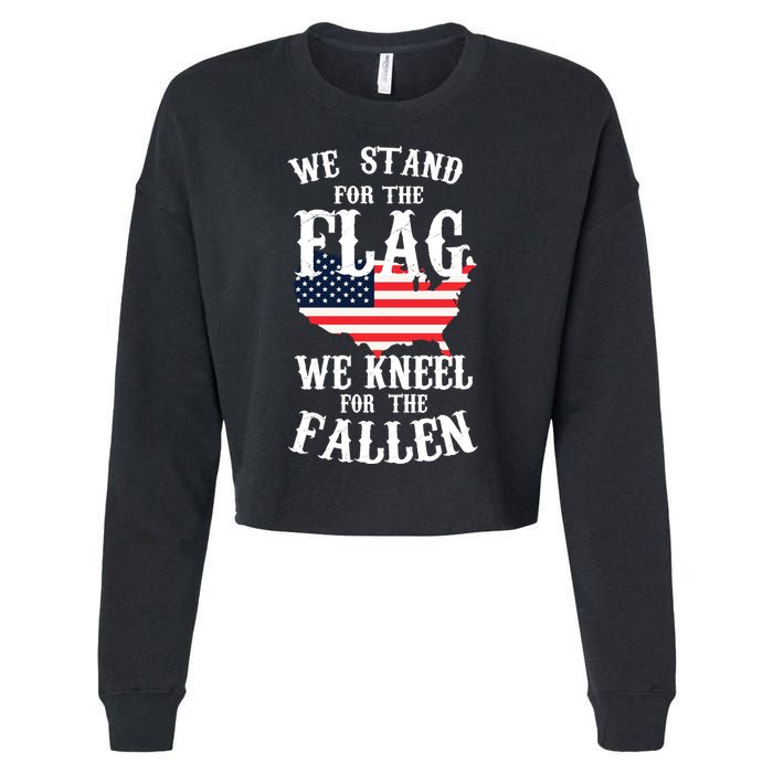 We Stand For The Flag Kneel For The Fallen Cropped Pullover Crew