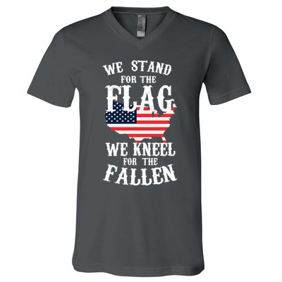 We Stand For The Flag Kneel For The Fallen V-Neck T-Shirt
