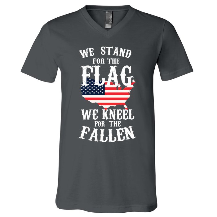 We Stand For The Flag Kneel For The Fallen V-Neck T-Shirt