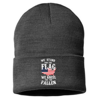We Stand For The Flag Kneel For The Fallen Sustainable Knit Beanie