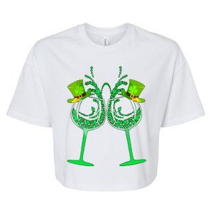 Wine Shamrock Leprechaun Funny St Patricks Day Bella+Canvas Jersey Crop Tee