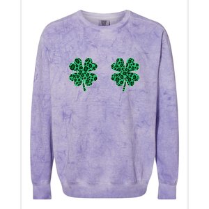 Womens Shamrocks Leopard Animal Print, St. Patrick's Day, Women Colorblast Crewneck Sweatshirt