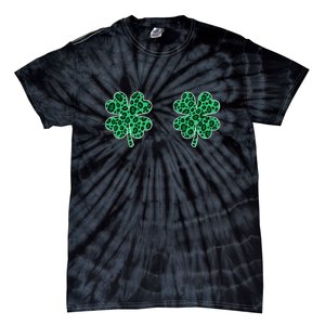 Womens Shamrocks Leopard Animal Print, St. Patrick's Day, Women Tie-Dye T-Shirt