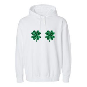 Womens Shamrocks Leopard Animal Print, St. Patrick's Day, Women Garment-Dyed Fleece Hoodie