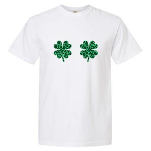 Womens Shamrocks Leopard Animal Print, St. Patrick's Day, Women Garment-Dyed Heavyweight T-Shirt