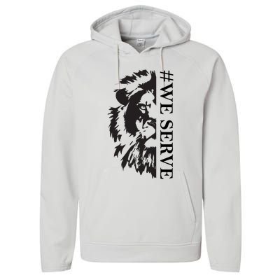 We Serve Lions Vintage Lions Club International Performance Fleece Hoodie