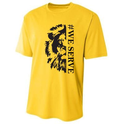 We Serve Lions Vintage Lions Club International Performance Sprint T-Shirt