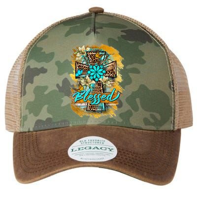 Western Sunflowers Leopard Cross Blessed Jesus Christian Legacy Tie Dye Trucker Hat