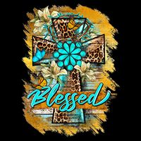 Western Sunflowers Leopard Cross Blessed Jesus Christian Cooling Performance Crew T-Shirt