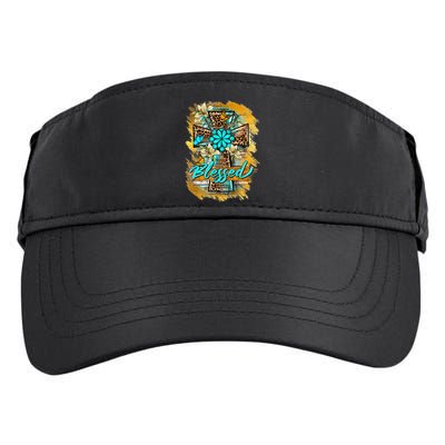 Western Sunflowers Leopard Cross Blessed Jesus Christian Adult Drive Performance Visor