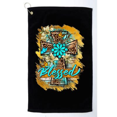 Western Sunflowers Leopard Cross Blessed Jesus Christian Golf Towel