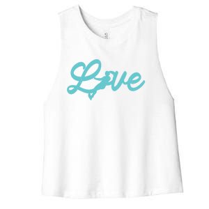 Water Ski Lover Watercraft Love Skier Sport Waterskiing Cute Gift Women's Racerback Cropped Tank