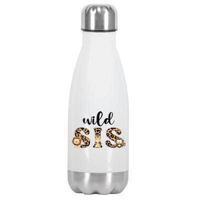 Wild Sis Leopard Zoo Theme Birthday Animal Safari Jungle Animal Stainless Steel Insulated Water Bottle