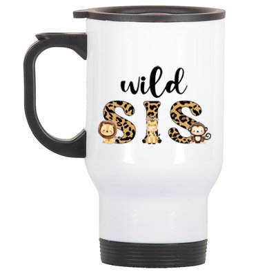 Wild Sis Leopard Zoo Theme Birthday Animal Safari Jungle Animal Stainless Steel Travel Mug