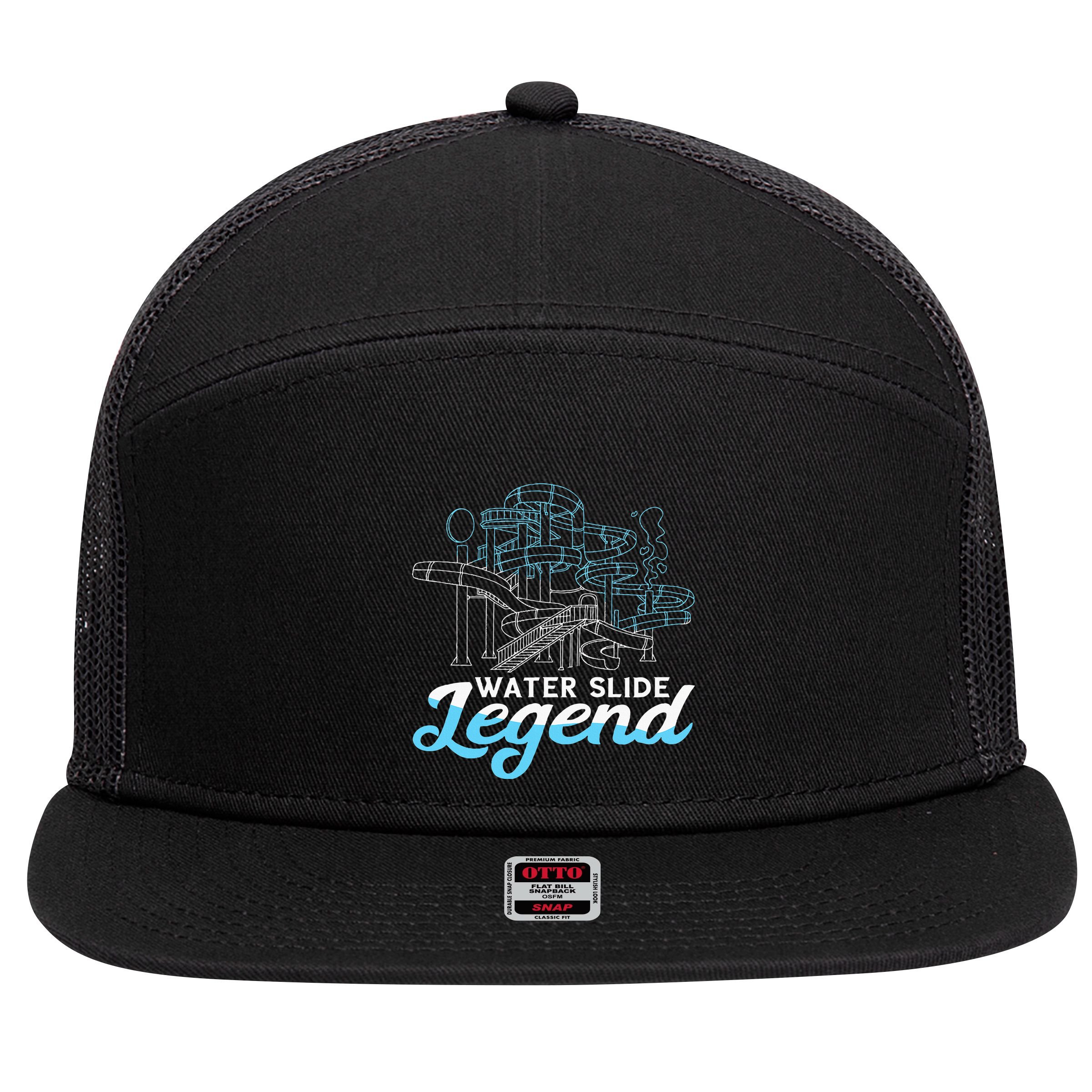 Water Slide Legend Waterslides Aqua Park Swimmer Waterpark 7 Panel Mesh Trucker Snapback Hat
