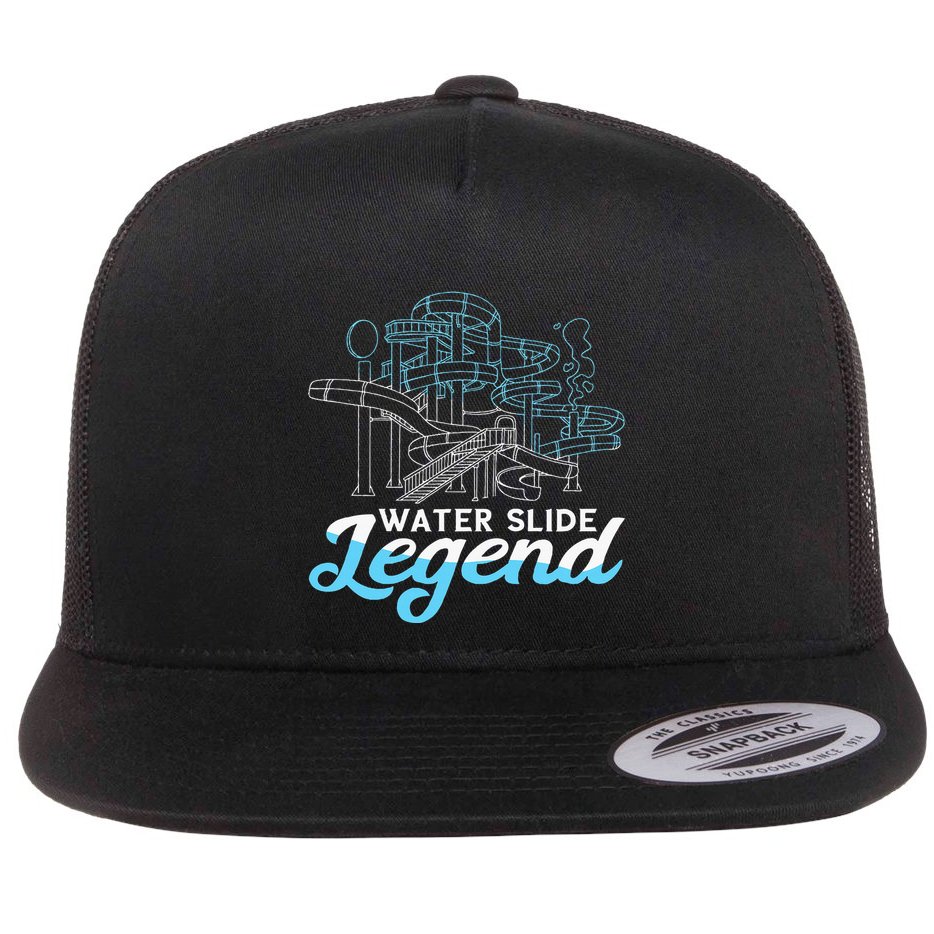 Water Slide Legend Waterslides Aqua Park Swimmer Waterpark Flat Bill Trucker Hat