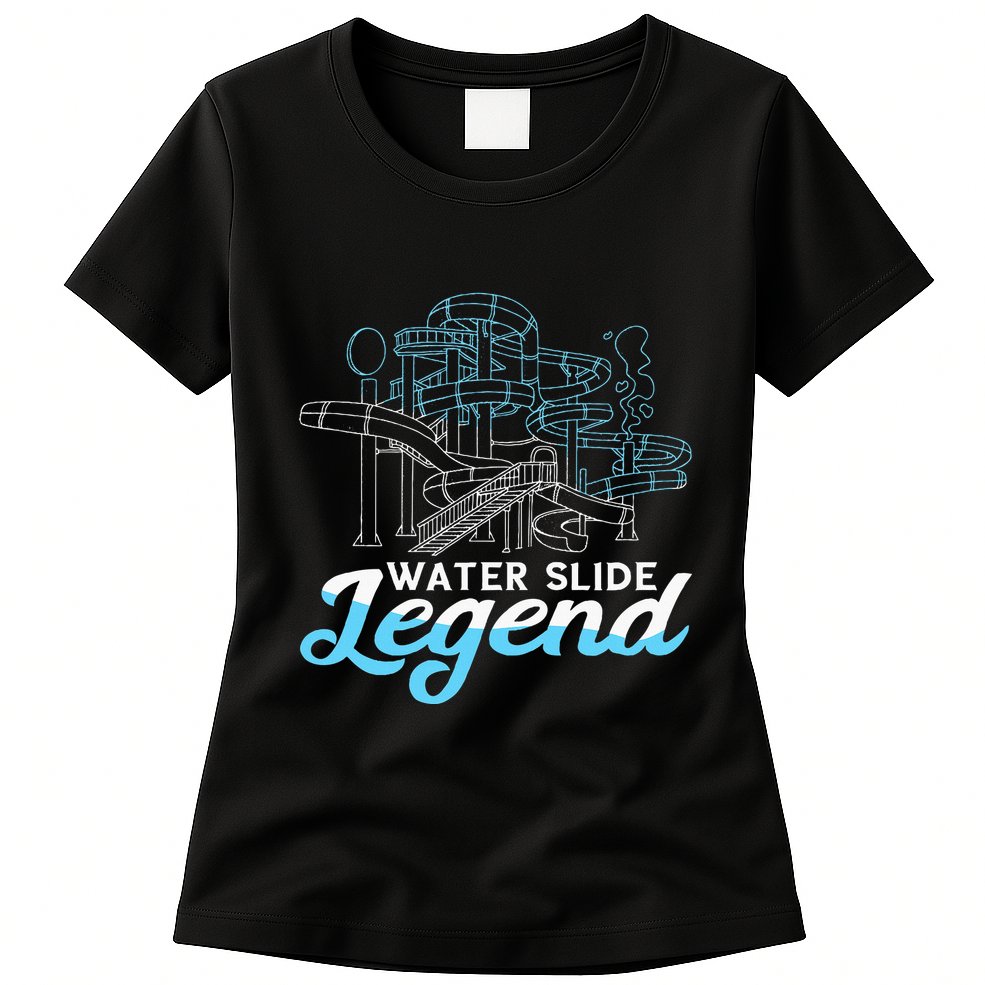 Water Slide Legend Waterslides Aqua Park Swimmer Waterpark Womens T-Shirt