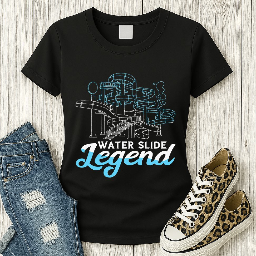 Water Slide Legend Waterslides Aqua Park Swimmer Waterpark Womens T-Shirt