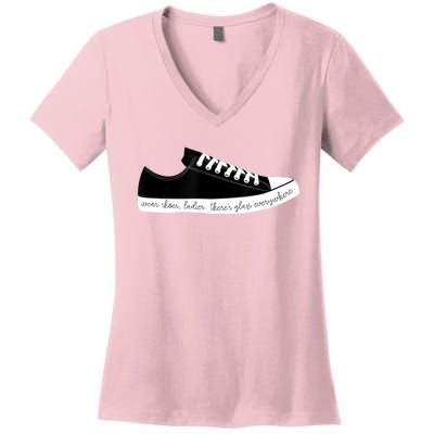 Wear Shoes Ladies ThereS Glass Everywhere Women's V-Neck T-Shirt