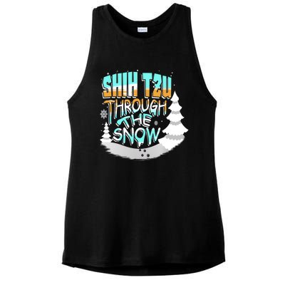 Winter ShihTzu Lover Shih Tzu Through The Snow Christmas Funny Gift Ladies PosiCharge Tri-Blend Wicking Tank