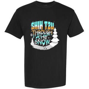 Winter ShihTzu Lover Shih Tzu Through The Snow Christmas Funny Gift Garment-Dyed Heavyweight T-Shirt