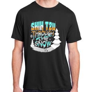 Winter ShihTzu Lover Shih Tzu Through The Snow Christmas Funny Gift Adult ChromaSoft Performance T-Shirt