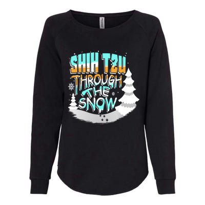 Winter ShihTzu Lover Shih Tzu Through The Snow Christmas Funny Gift Womens California Wash Sweatshirt