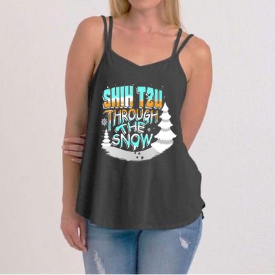 Winter ShihTzu Lover Shih Tzu Through The Snow Christmas Funny Gift Women's Strappy Tank