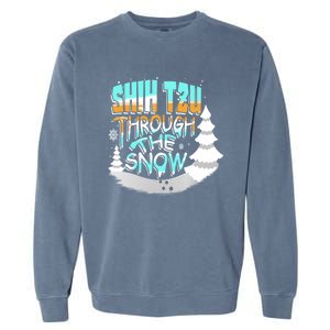 Winter ShihTzu Lover Shih Tzu Through The Snow Christmas Funny Gift Garment-Dyed Sweatshirt