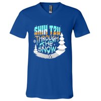 Winter ShihTzu Lover Shih Tzu Through The Snow Christmas Funny Gift V-Neck T-Shirt